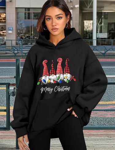 Christmas Sweatshirts for Women Merry Christmas Graphic Oversized Fleece Hoodies Xmas Holiday Sweater with Pocket in Kuwait