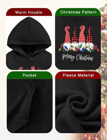 Christmas Sweatshirts for Women Merry Christmas Graphic Oversized Fleece Hoodies Xmas Holiday Sweater with Pocket in Kuwait