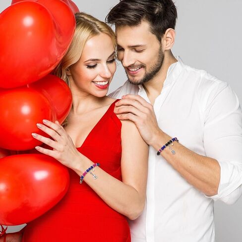 2PCS Matching Heart Bracelets for Couples Long Distance Couple Bracelets for Women Men Best Friends Relationship Gifts Matching Couples Stuff Jewelry in Kuwait