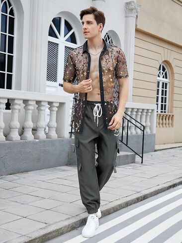 OYOANGLE Men's Cargo Pants Drawstring Elastic Waist Flap Pocket Casual Street Pants in Saudi Arabia