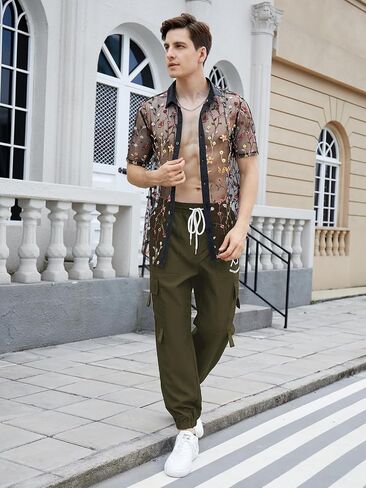 OYOANGLE Men's Cargo Pants Drawstring Elastic Waist Flap Pocket Casual Street Pants in Saudi Arabia