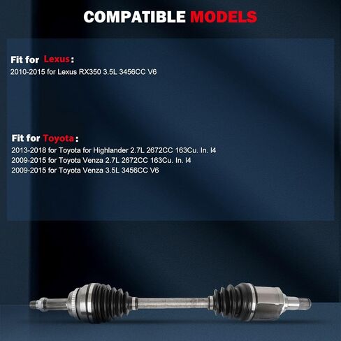 cciyu 66-5308 NCV6916 Front Left CV Axle Shaft Assembly For Lexus For RX350 2010-2015 For Toyota for Highlander 2013-2018 For Toyota For Venza 2009-2016 in Saudi Arabia