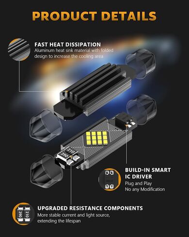 24PCS LED Interior Car Lights, Extremely Bright 6500K White LED Bulb Kit, Applicable to Dome Map Door Lights and Other Parts Replacement for Your Cars, to Help You See Inside The Car at Night in Saudi Arabia