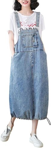 Women's Classical Denim Jean Jumpers Overall Skirts Casual Dress Skirt in Kuwait