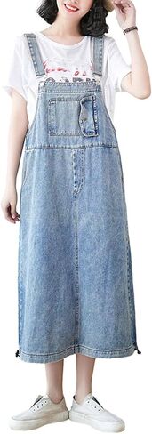 Women's Classical Denim Jean Jumpers Overall Skirts Casual Dress Skirt in Kuwait