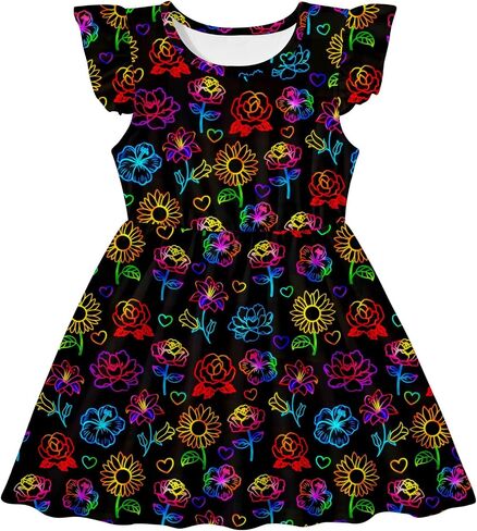 RAISEVERN Toddler Girls Dress Summer Ruffle Flutter Sleeve Dresses for Kids 2-7T in Saudi Arabia
