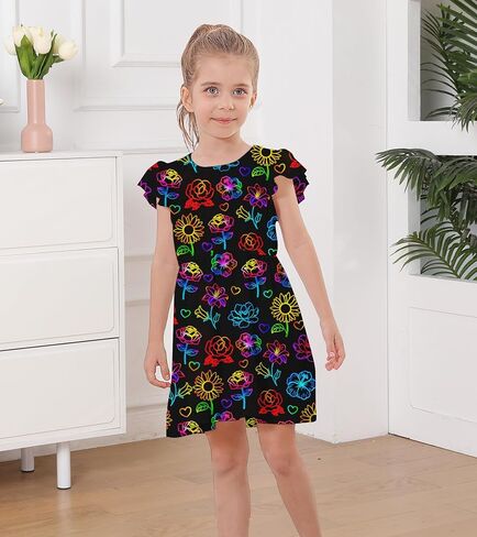 RAISEVERN Toddler Girls Dress Summer Ruffle Flutter Sleeve Dresses for Kids 2-7T in Saudi Arabia