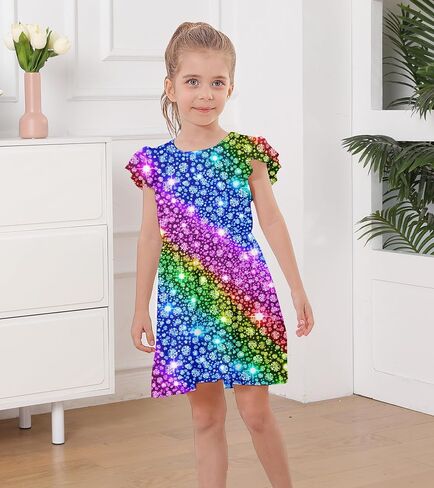 RAISEVERN Toddler Girls Dress Summer Ruffle Flutter Sleeve Dresses for Kids 2-7T in Saudi Arabia