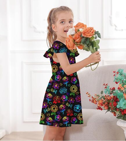 RAISEVERN Toddler Girls Dress Summer Ruffle Flutter Sleeve Dresses for Kids 2-7T in Saudi Arabia