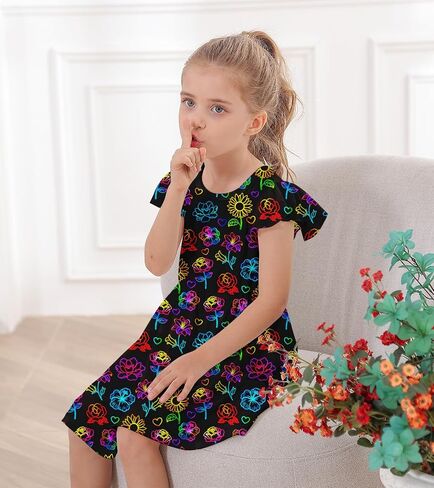 RAISEVERN Toddler Girls Dress Summer Ruffle Flutter Sleeve Dresses for Kids 2-7T in Saudi Arabia