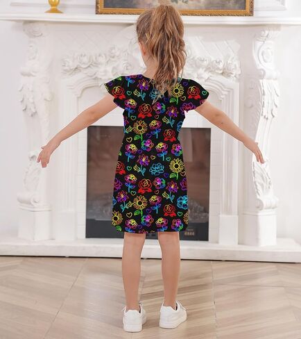 RAISEVERN Toddler Girls Dress Summer Ruffle Flutter Sleeve Dresses for Kids 2-7T in Saudi Arabia