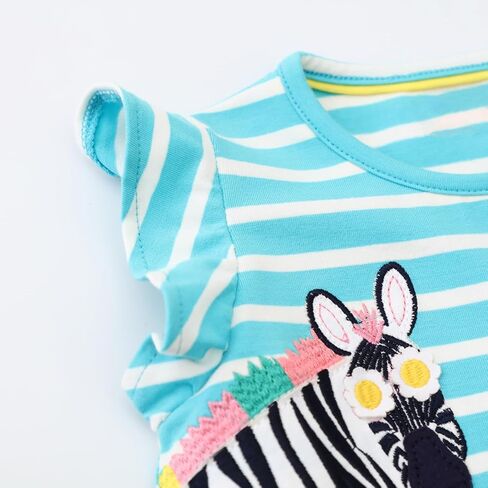 FreeLu Toddler Girls Cotton Summer Short Sleeve Dress Cartoon Print Casual Jersey Dresses in Kuwait
