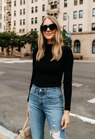 FULLSOFT Long Sleeve Bodysuit for Women Round Neck Casual Stretchy Basic Shirts Crew Neck Body Suits Tops in Saudi Arabia