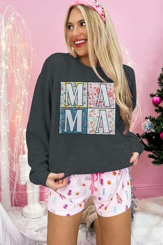 KIDDAD Mama Sweatshirt for Women Mom Sweatshirts Oversized Mama Floral Graphic Sweatshirt Casual Mom Life Pullover Tops in Saudi Arabia