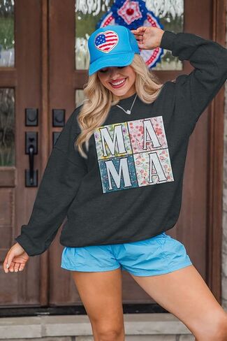 KIDDAD Mama Sweatshirt for Women Mom Sweatshirts Oversized Mama Floral Graphic Sweatshirt Casual Mom Life Pullover Tops in Saudi Arabia