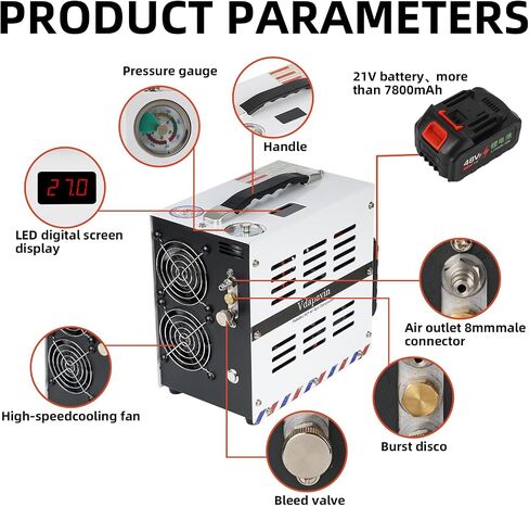 Pcp Air Compressor,4500 Psi Air Compressor,Automatic Stop,Oil/Water Free,Wire Spool Portable Design,Use Either 110v Ac Or 12v Dc Power Sources,Paintball/Scuba Air Compressor in Saudi Arabia