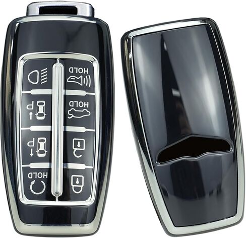HIBEYO TPU 8 Button Key Fob Cover for Genesis G80 GV80 G70 GV70 2021 2022 Accessories Key Shell Cover Protector for Genesis Key Case Holder Cover-Silver White in Saudi Arabia