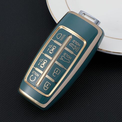 HIBEYO TPU 8 Button Key Fob Cover for Genesis G80 GV80 G70 GV70 2021 2022 Accessories Key Shell Cover Protector for Genesis Key Case Holder Cover-Silver White in Saudi Arabia