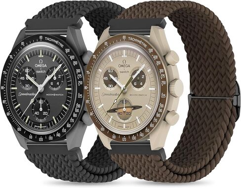 Braided Bands for Moonswatch Watch,20mm Stretchy Nylon Band,Compatible with Omega X Swatch Moonswatch Speedmaster 20mm Watch,Swatch Omega Moonswatch Speedmaster Watch Replacement Strap for Women Men in Kuwait