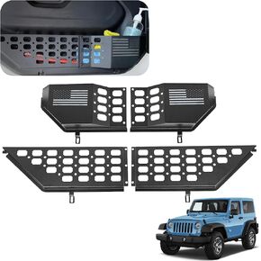Metal Front Door Storage Pockets for Jeep Wrangler, Door Side Insert Organizer Box for Jeep Wrangler JL 4XE 2018-2024 & Gladiator JT Interior Door Storage Expansion Accessories, Jeep Door Pockets 2PCS