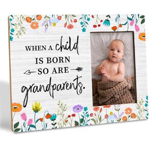 New Family Photo Frame, New Grandparents Gift, Pregnancy Announcement Gift for Grandparents, Grandparents-To-Be Gift, Wood Picture Frame for Tabletop Display, Photo Frame Holds 4x6 Inches Photo