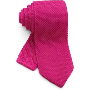 Men's Pointed Knit Tie Necktie Width 2.75 inches Washable Solid Color Shoking Hot Neon Pink