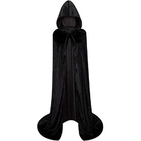 Unisex Full Length Hooded Robe Cloak Long Velvet Cape Cosplay Costume