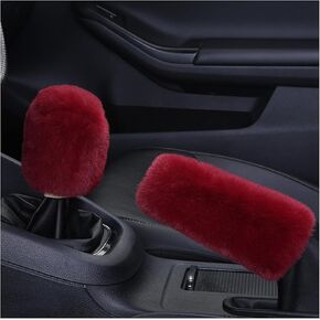 2 PCS Fluffy Gear Shift Knob Cover, Thicken Soft Plush Car Handbrake Cover, Furry Hand Brake and Shift Knob Protector, Universal Manual Vehicle Interior Accessories for Winter (Black)