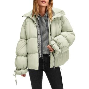 Panadila Womens Oversized Puffer Jacket Warm Winter Cozy Coats Casual Baggy Full Zip Up Puffer Coat with Pockets
