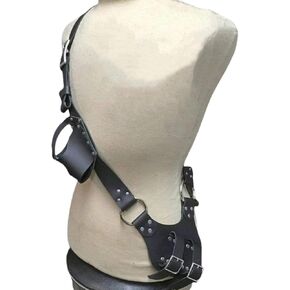 Medieval Shoulder Sword Strap Holder Renaissance Faux Leather Pistol Flintlock Gun Frog Double Holster Halloween Accessory