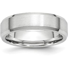 Solid Cobalt Beveled Edge 6mm Plain Classic Wedding Brushed Matte Finish Band Ring