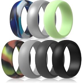 ThunderFit Silicone Wedding Rings for Men, 7 Rubber Engagement Bands 8.7mm Wide 2mm Thick
