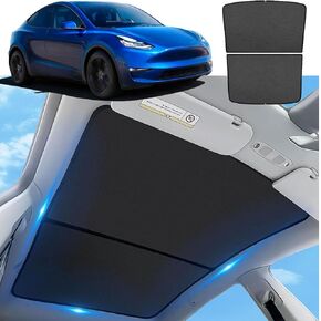 Glass Roof Sunshade for Tesla Model Y 2021-2023 Front & Rear Sunroof Sunshade UV Rays Protection Heat Insulation Roof Window Sun Protection Foldable Sunshield Heatshield in Kuwait