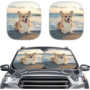 2 Piece Windshield Sunshade for Car Dolphin Sun Shade Windshield Foldable Sun Shield for SUV Front Window Covers 2 Piece Sun Visors Blocker Protection
