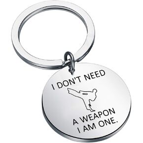 FAADBUK Funny Karate Keychain Karate Instructor Students Gift I Don't Need A Weapon I Am One Jewelry Martial Arts Karate Gift Karate Lover Gift (I Am One K-S)