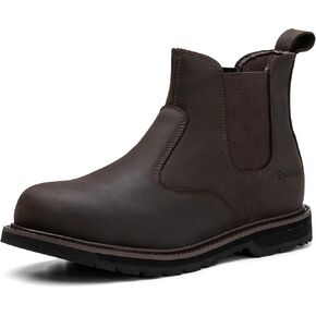 Composite/Steel Toe Chelsea Safety Work Boots Industrial&Construction Ankle Shoes Fashion Insulated 6 Inch Brown Lightweight