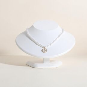 GemeShou White necklace display stands for selling, Leather necklace storage organizer, Large jewelry bust mannequin for boutique store【White Necklace bust-height 9.06 inch】