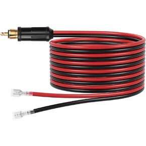 CERRXIAN DIN Motorcycle Cigarette Lighter Male to 6.3mm Female Spade Crimp Terminal Cable,12V Replacement European male plug,14AWG 6.3mm Female Spade Crimp Terminal Wire (2M)