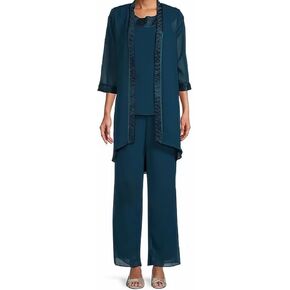 Le Bos womens 3 Pc Pleated Charmuse Pant Set