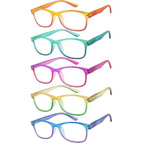 Yogo Vision Blue Light Reading Glasses for Men and Women Two Tone Havana Rectangle Readers Set of 5