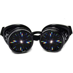GloFX Black Padded Diffraction Goggles, Tinted Lenses, Limited Edition – Raves, EDM Festival Accessories, Light Shows, Club, Concert Wear - 3D Rainbow Prism Fractal Kaleidoscope