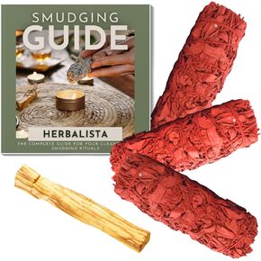 Dragon’s Blood Sage & Palo Santo Smudge Kit | 3-Pack 4-Inch Dragon’s Blood Sage Bundles + 1 Palo Santo Stick & Complete Guide | Bold Cleansing Energy, Meditation, & Spiritual Rituals