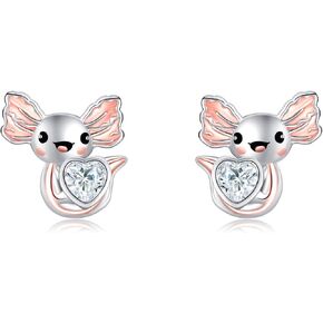 Axolotl Earrings 925 Sterling Silver Axolotl Stud Earrings Cute Axolotl Jewelry for Women