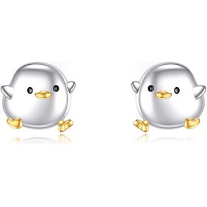 Duck/Dog/Penguin/Chicken/Highland Cow/Ladybug/Crab/Bee/Owl/Octopus/Bat/Dragonfly Earrings 925 Sterling Silver Paw Print Stud Earrings Cute Animal Jewelry Gifts For Women Friend in Kuwait