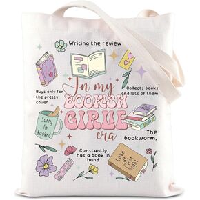 ENSIANTH In My Bookish Girlie Era Gift Romance Reader Tote Bag Bookaholic Gift Book Lovers Gift Bookish Social Club Handbag