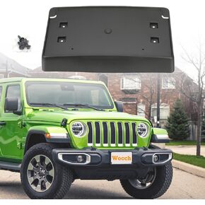 Front License Plate Frame Front Bumper License Plate Holder Mounting Bracket Cover for Jeep Wrangler JL JLU Gladiator JT 2018-2024 (for Plastic Bumper ONLY) Replace # 68293738AA