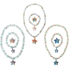 LUV HER Bluey Girl's Jewelry Set - Dress up 9 Piece Toy Jewelry Box Set with Bead Necklace, Bracelet and Ring - Play Accessories - Ages 3+