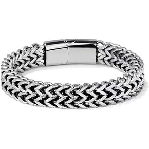 EDINGM Bracelets for Men, Hip Hop Stainless Steel Franco Chain Bracelet Jewelry Gift for Men