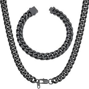 ChainsHouse 10mm 24" Curb Chain Necklace Men Bracelet 9mm wide 23cm length