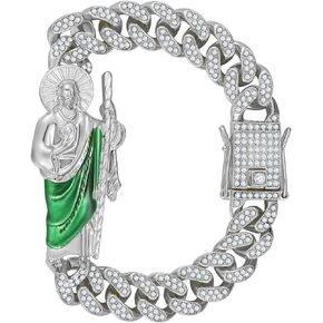 San Judas Tadeo Bracelet Stainless Steel Plated Saint Jude Pendant Catholic Mexican Bracelets For Men 311